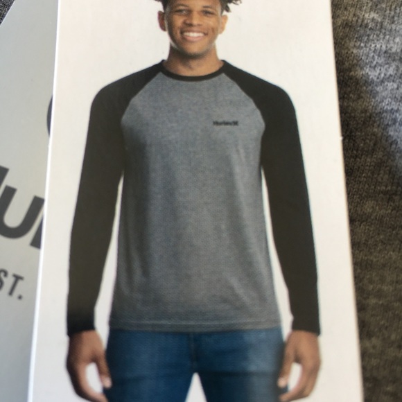 Hurley Mens Long Sleeve Tee Shirt  Gray Black Size S Cotton Polyester New - Picture 4 of 8